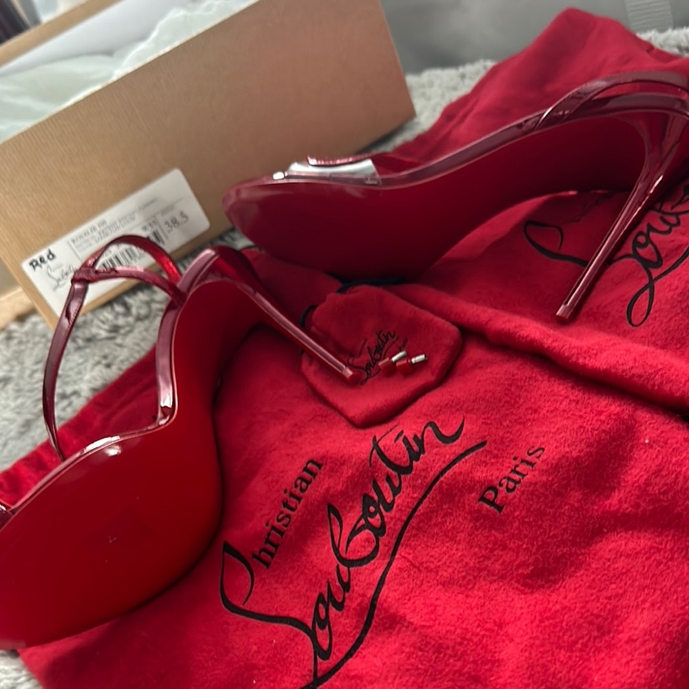 Christian Louboutin Red Strappy Heels - Picture 3 of 7